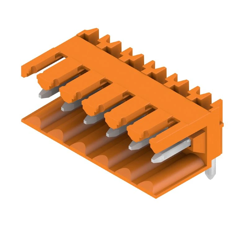 1597250000-SL 3.50/06/90 3.2SN OR BX PCB birləşdiricisi, kişi başlıq, açıq tərəf, THT lehim bağlantısı, 3,50 mm, Dirəklərin sayı: 6, 90°, Lehimləmə pininin uzunluğu (l): 3,2 mm, konservləşdirilmiş, narıncı, Qutu