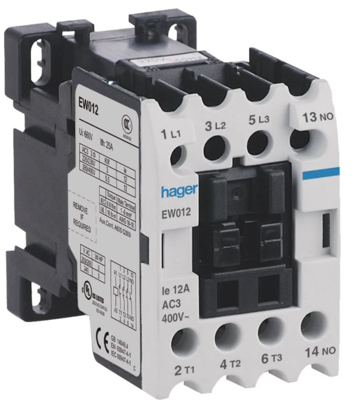 EW012_C-Endst. kontaktör 12A/AC3 / bobin 220V 50-60Hz