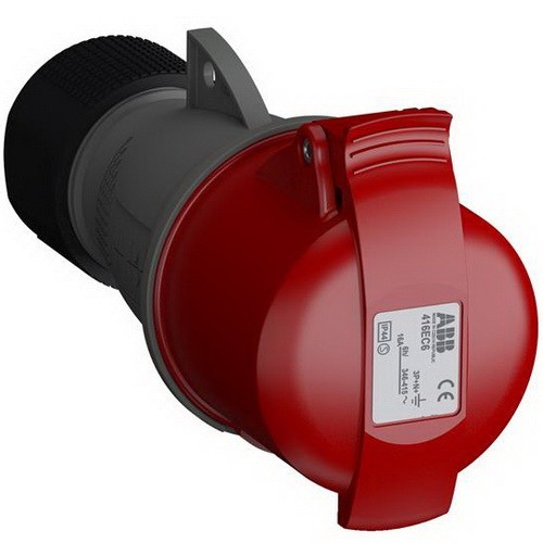 2CMA102023R1000-Amphenol Industrial, Easy & Safe IP44 Red Cable Mount 3P + N + E Industrial Power Socket, Rated At 16A, 415 V