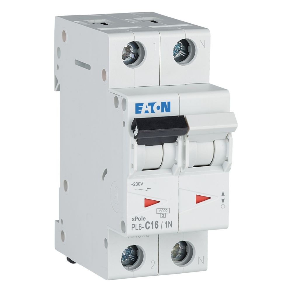 106034-PL6-C16/1N - Miniature circuit breaker (MCB), 16 A, 1p+N, characteristic: C
