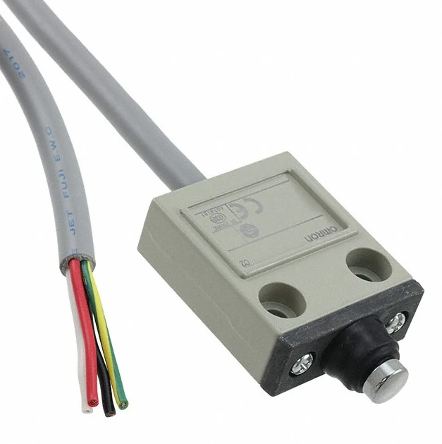 D4C-3201-Small limit switch, Pin plunger, 4 A at 30 VDC, with operation indicator, VCTF oil-resistant cable, 3 m