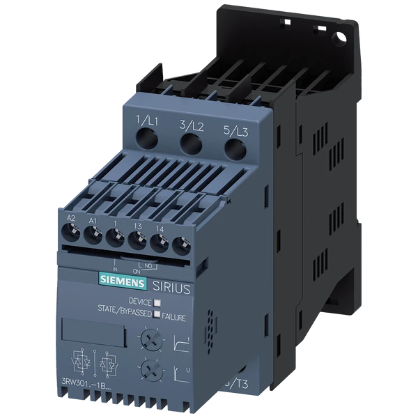 3RW3018-1BB04-SIRIUS soft starter S00 17.6 A, 7.5 kW/400 V, 40 °C 200-480 V AC, 24 V AC/DC Screw terminals