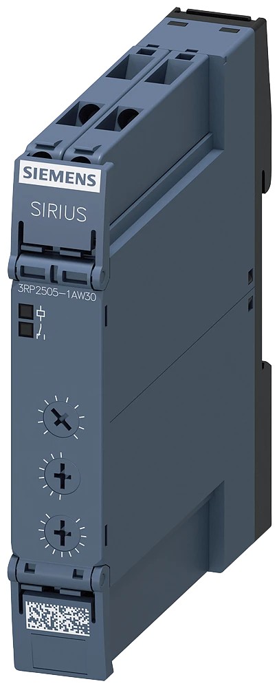 3RP2505-1AW30-Timing relay, Multifunction 1 change-over contact, 13 functions 7 time ranges (0.05 s...100 h) 12...240 V AC/DC at 50/60 Hz AC with LED, Screw terminal