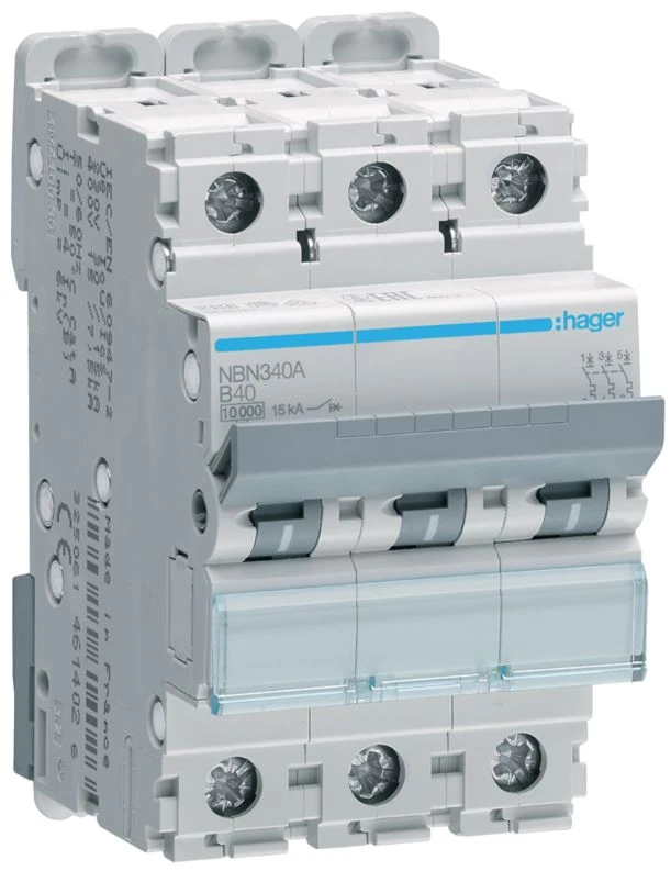 NBN340A-MCB 3P 10kA/15kA B-40A 3M