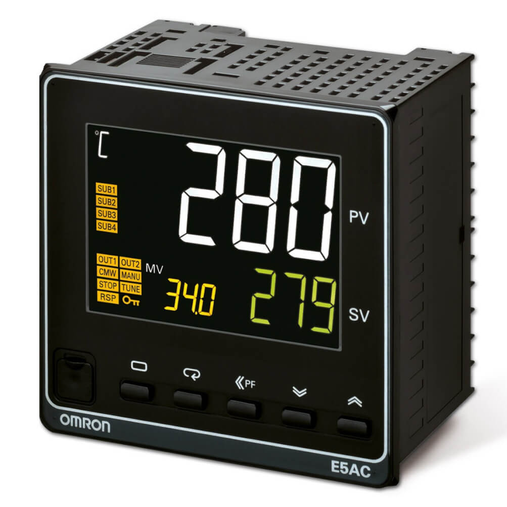 E5AC-RX4D5M-000-Temp. controller, PRO; 1/4 DIN (96x96 mm); t/c & Pt100 & analog;4 alarms;1st out relay