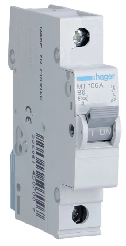 MT106A-Single pole MCB In/A 6, B curve