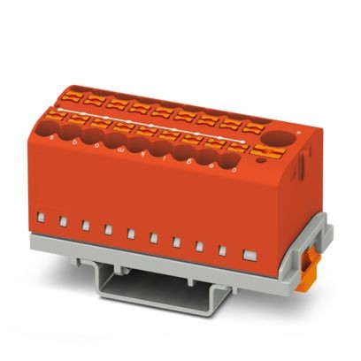 3273114-PTFIX 6/18X2,5-NS35 RD - Distribution block, Block with vertical alignment and integrated supply, nom. voltage: 690 V, nominal current: 24 A, number of connections: 19, connection method: Push-in connection, Load contact, cross section: 0.14 mm2