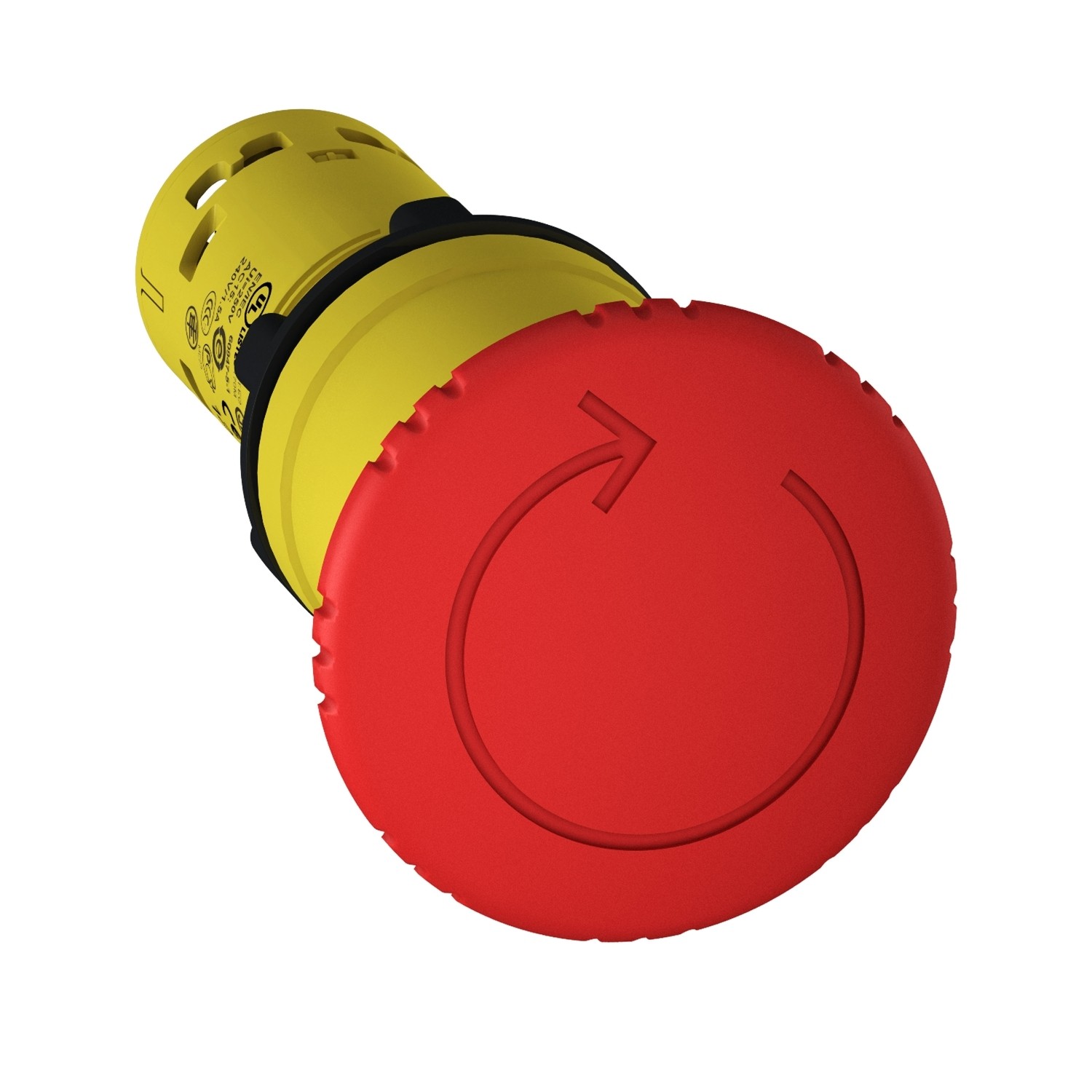 XB7NS8445-Monolithic emergency stop, Harmony XB7, plastic, red mushroom 40mm, 22mm, latching turn to release, 1NO+1NC