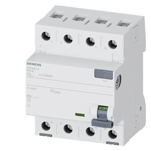 5SV4642-0-Residual current operated circuit breaker, 4-pole, Type AC, In: 25 A, 300 mA, Un AC: 400 V