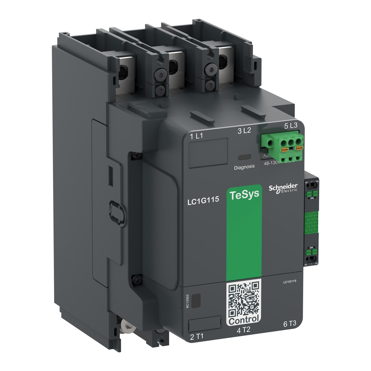 LC1G150KUEN-High power contactor, TeSys Giga, 3 pole (3NO), AC-3 <=440V 150A, standard version, 100…250V wide band AC/DC coil