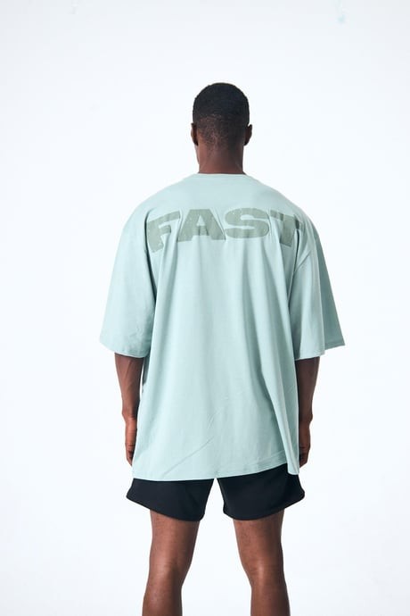 “Fast” Arka Ve Ön Kabartma Baskılı Oversize - Yeşil