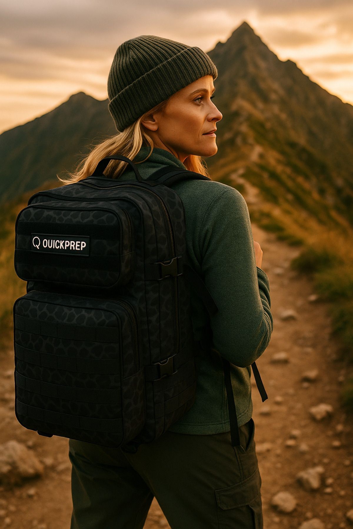 45L Siyah Kamuflaj Outdoor Sırt Çantası – Su Geçirmez & Dayanıklı | QUICKPREP