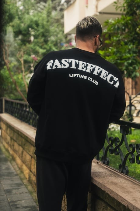 Sırtı Baskılı Dikiş Detaylı Oversize Sweatshirt