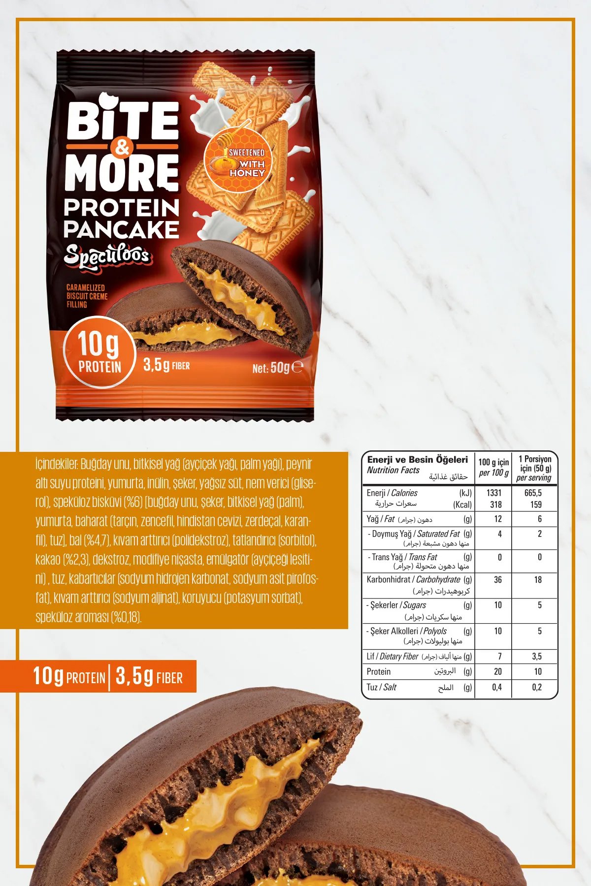 Bite & More Protein Pancake 50 GR - Speculoos - 12 Adet