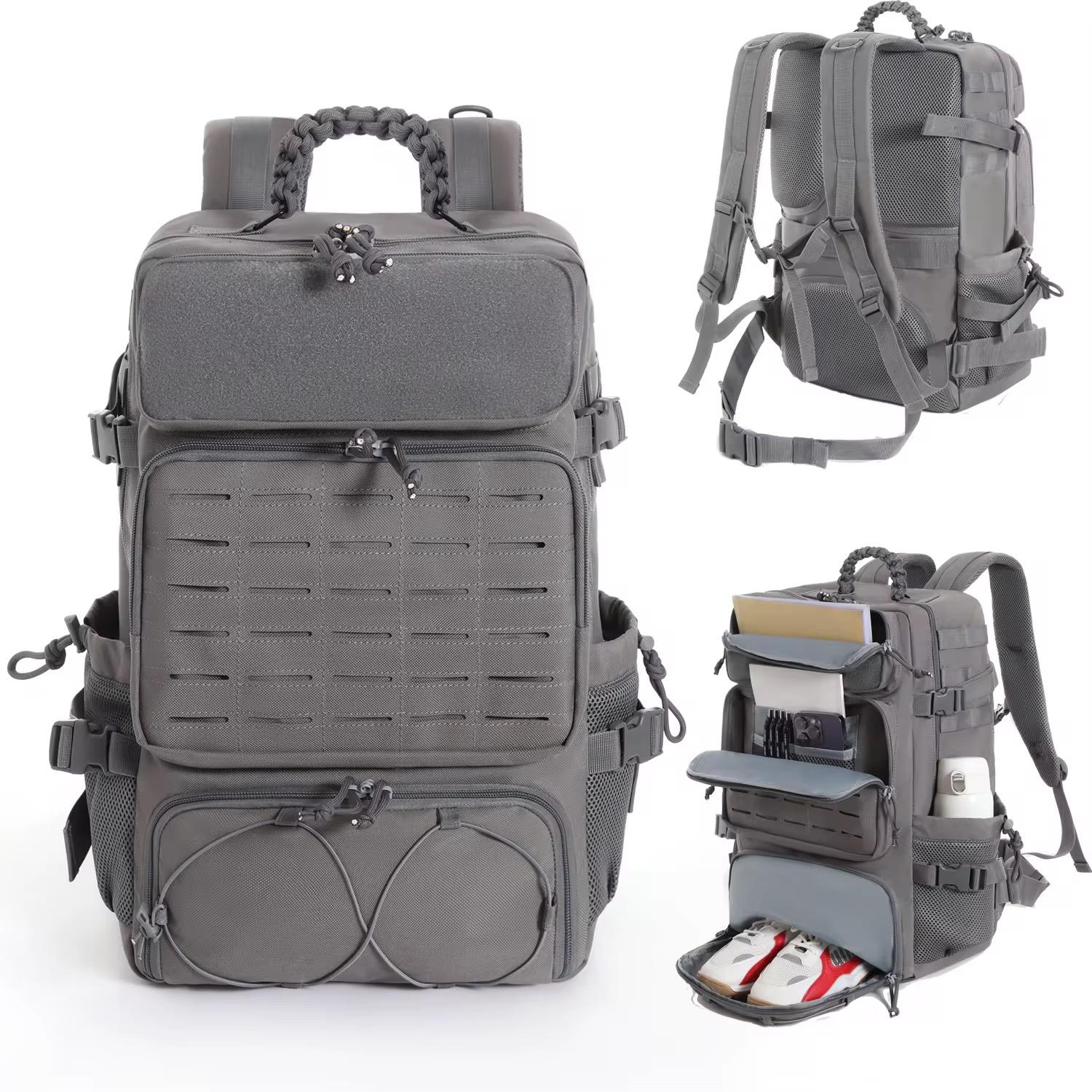 45L Premium Gri Taktik Askeri Sırt Çantası – Su Geçirmez, Dayanıklı, Kamp ve Outdoor Seyahat Çantası