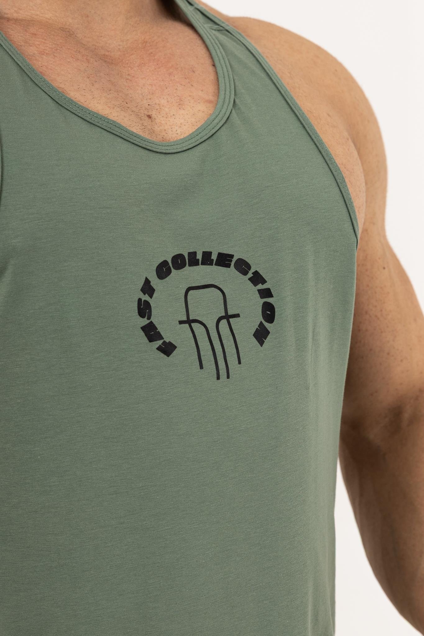 Erkek Yeşil Oversize Atlet – Fast Collection Logo Baskılı Sporcu Atlet