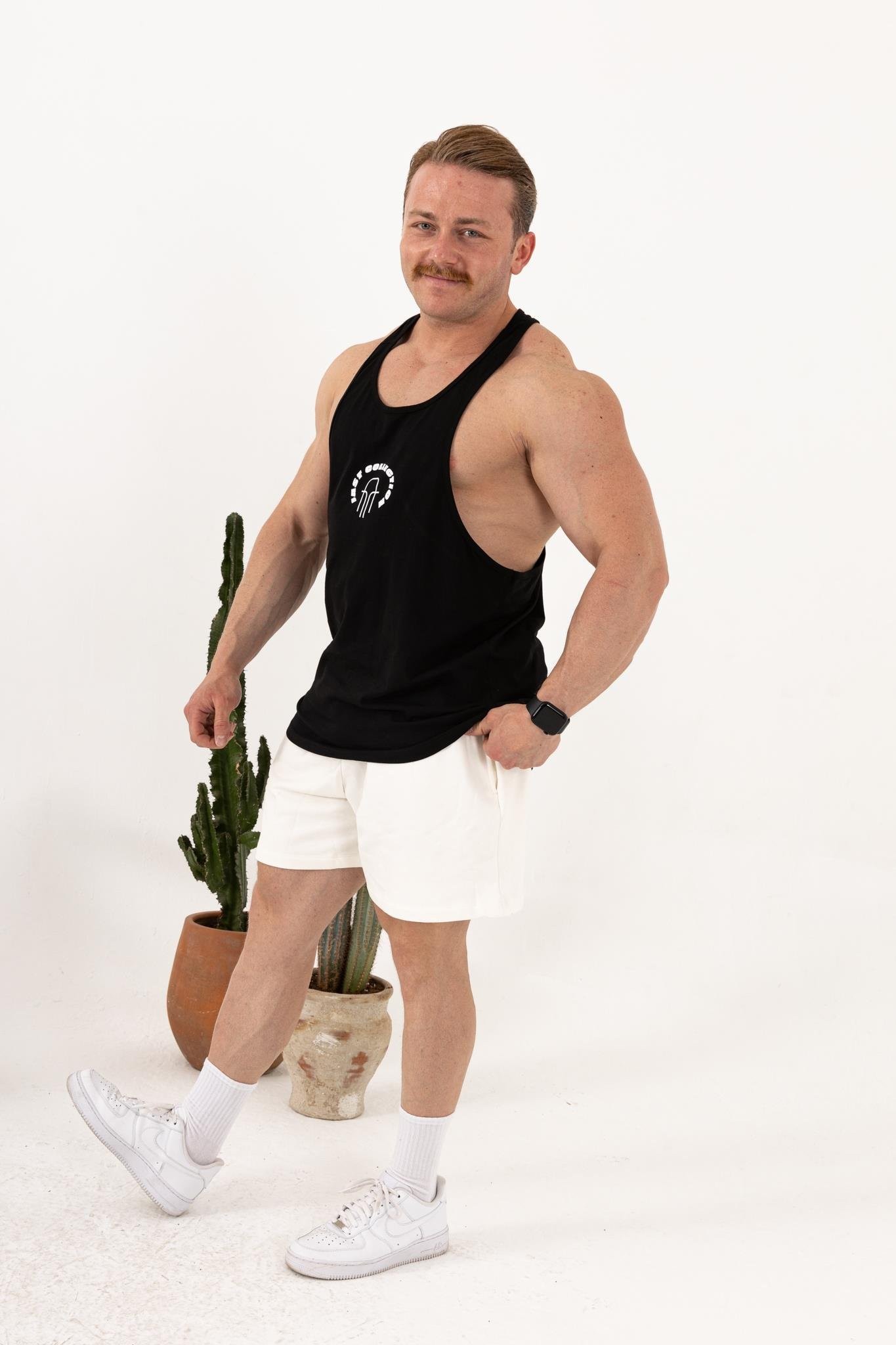 Erkek Siyah Oversize Atlet – Fast Collection Logo Baskılı Sporcu Atlet