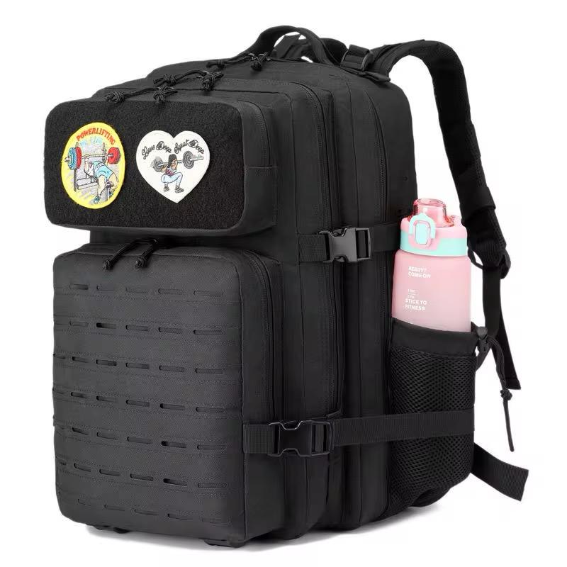 QuickPrep 45L Tactical Outdoor Sırt Çantası — Su Geçirmez, Çok Gözlü, Kamp – Spor – Seyahat Çantası (Siyah) - Siyah