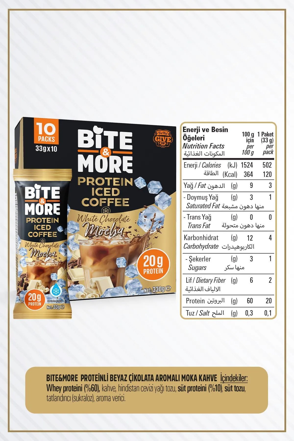 Bite & More Protein Iced Coffee 33 GR - White Chocolate Mocha