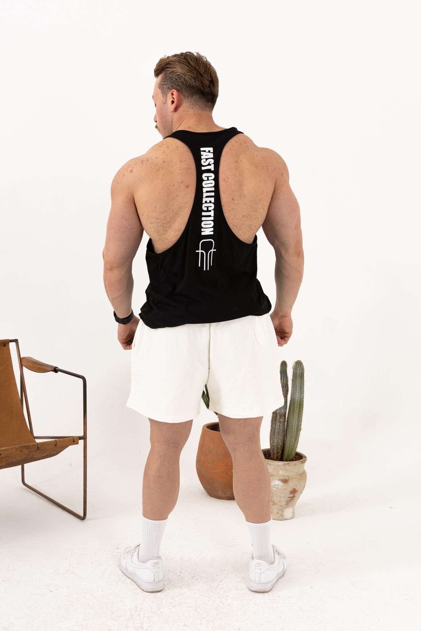 Erkek Siyah Oversize Atlet – Fast Collection Logo Baskılı Sporcu Atlet