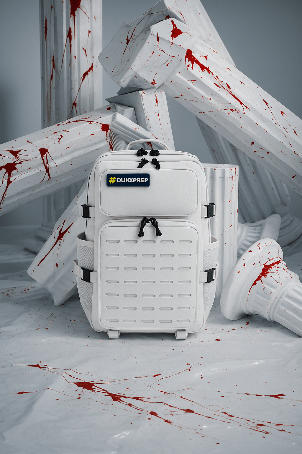 Quickprep Beyaz 45L Fonksiyonel Sırt Çantası – Su Geçirmez, Çok Gözlü, Günlük ve Outdoor Kullanım - Beyaz