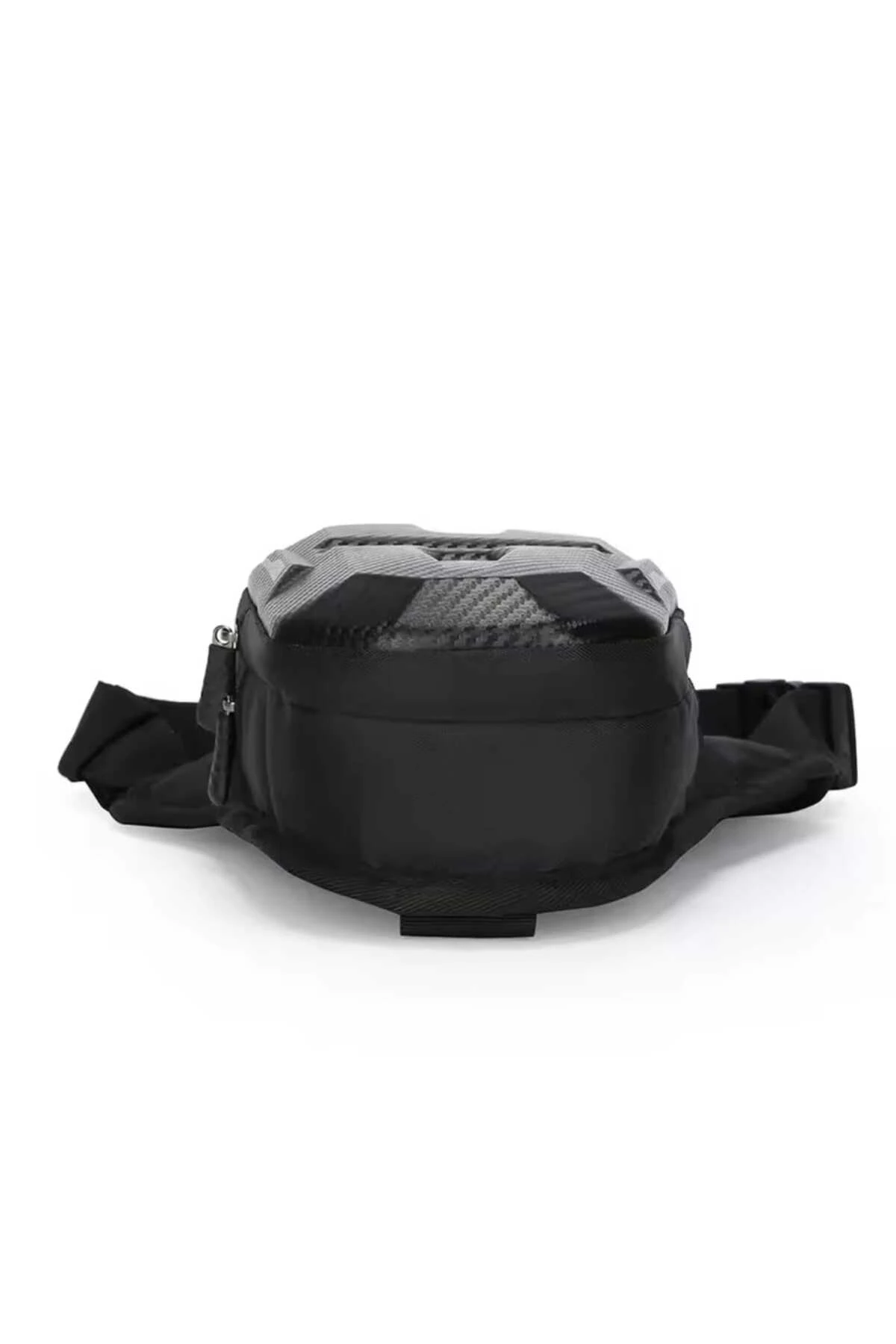 Erkek Siyah Karbon Desenli Motosiklet ve Outdoor Bel Çantası – Su Geçirmez Sert Korumalı Tasarım