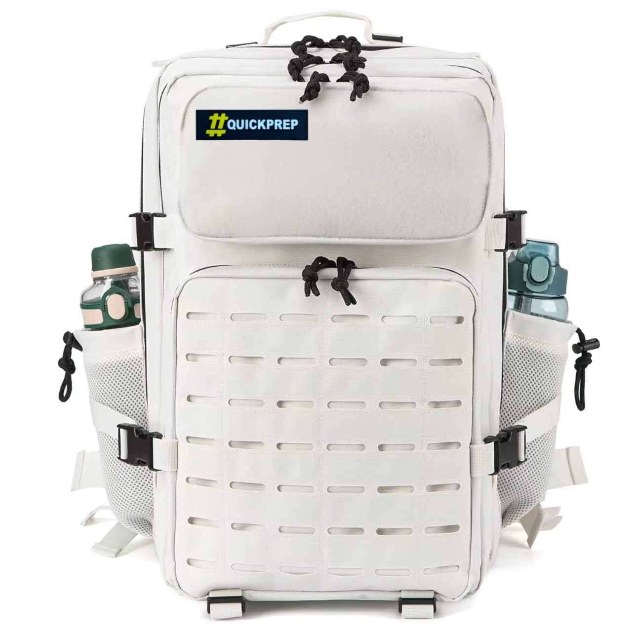 Quickprep Beyaz 45L Fonksiyonel Sırt Çantası – Su Geçirmez, Çok Gözlü, Günlük ve Outdoor Kullanım