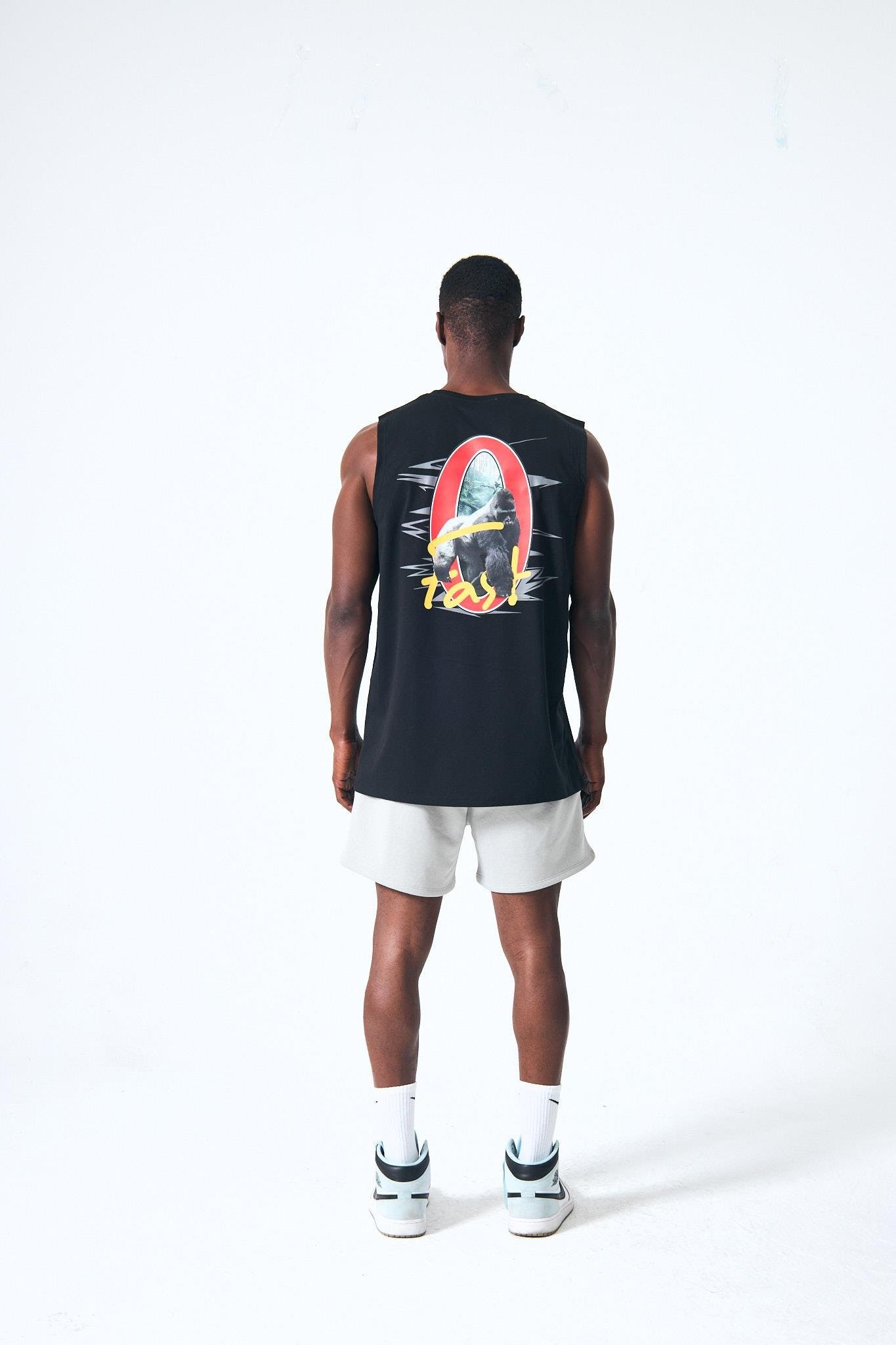 “Gorilpia Singlet” Arka Dijital Baskılı Atlet - Siyah