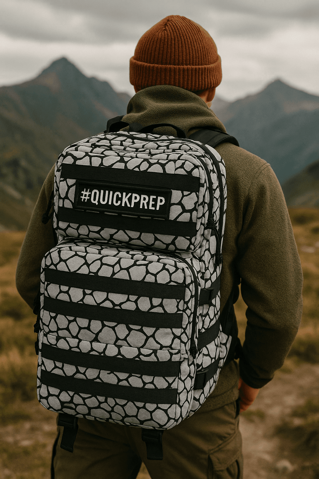 45L Taş Desenli Outdoor Sırt Çantası | Su Geçirmez, Çok Gözlü – QuickPrep