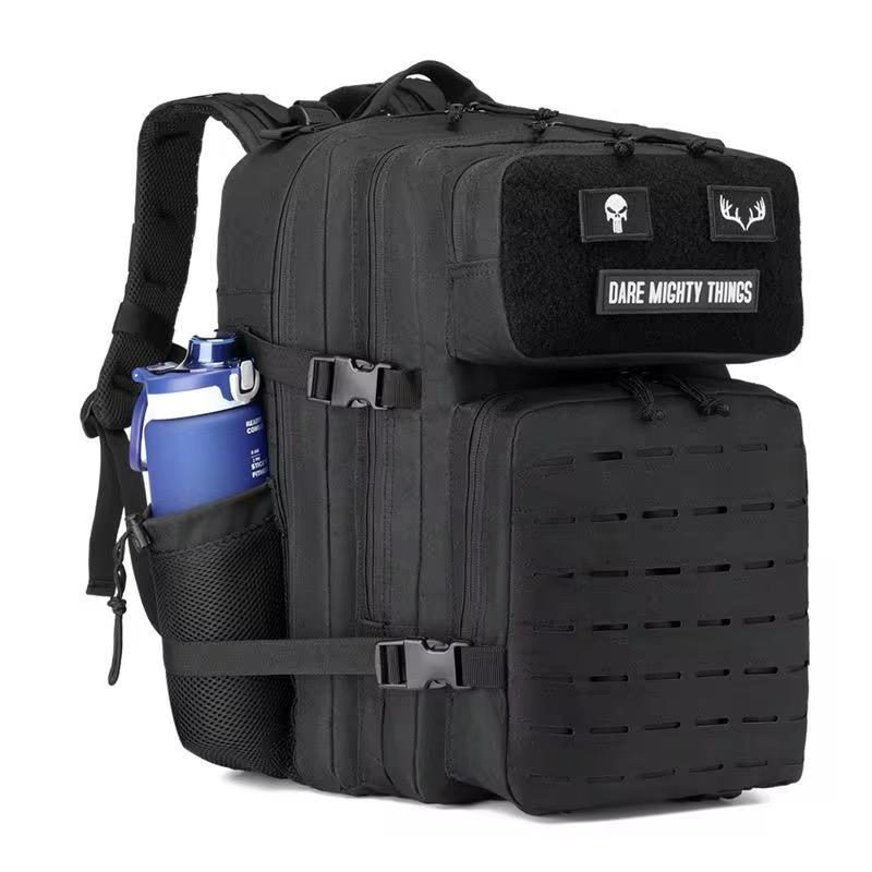 QuickPrep 45L Tactical Outdoor Sırt Çantası — Su Geçirmez, Çok Gözlü, Kamp – Spor – Seyahat Çantası (Siyah) - Siyah