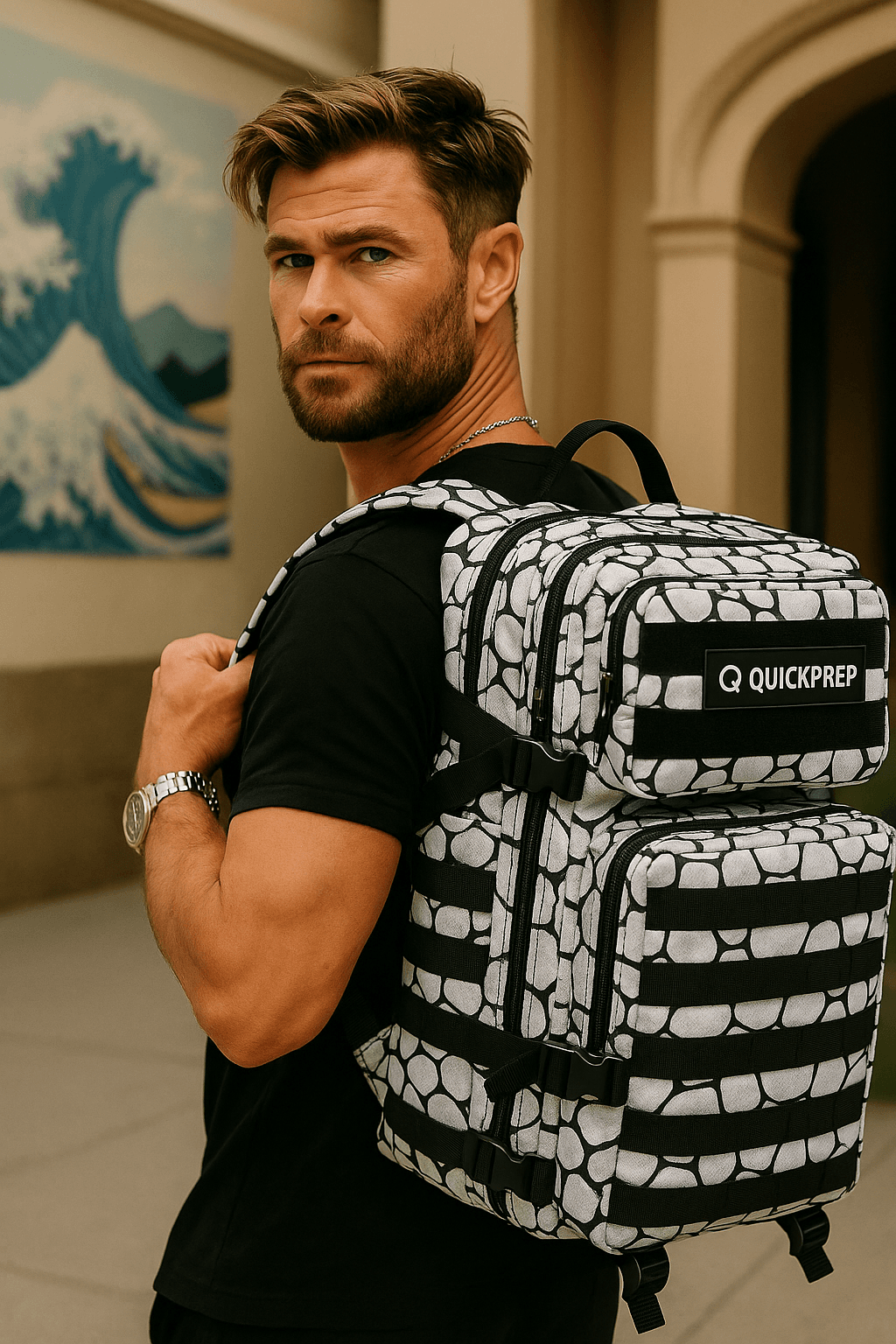 45L Taş Desenli Outdoor Sırt Çantası | Su Geçirmez, Çok Gözlü – QuickPrep