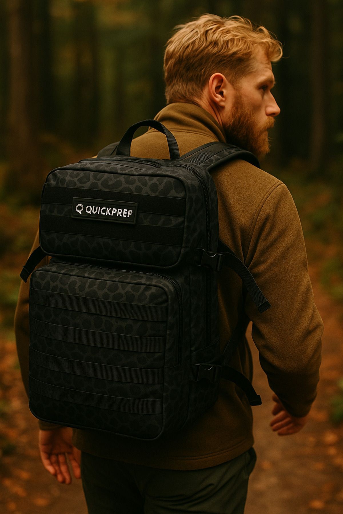45L Siyah Kamuflaj Outdoor Sırt Çantası – Su Geçirmez & Dayanıklı | QUICKPREP