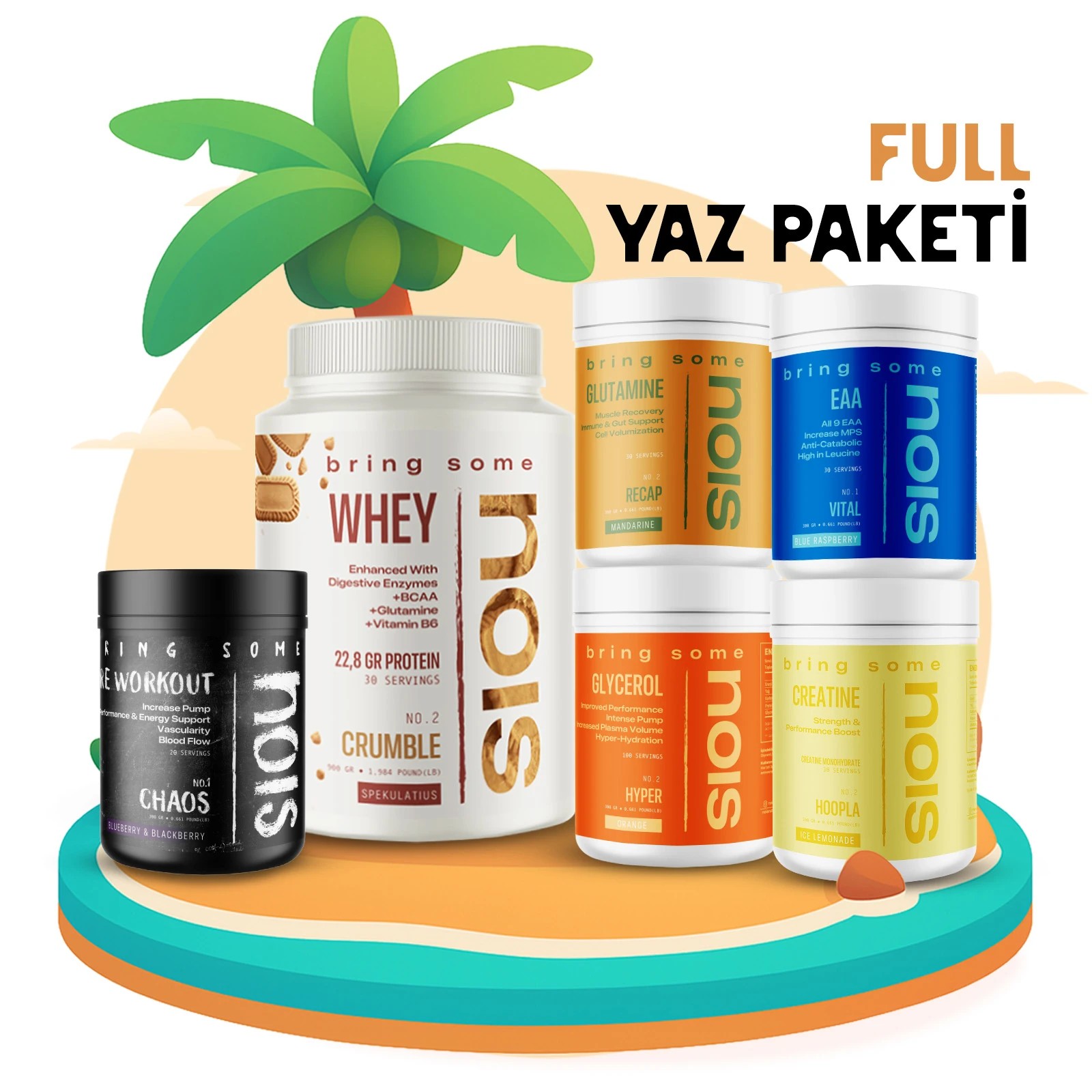 Bring Some Full Yaz Paketi - Whey Protein, Pre Workout, Glutamin, EAA, Kreatin, Glycerol | Komple Sporcu Seti