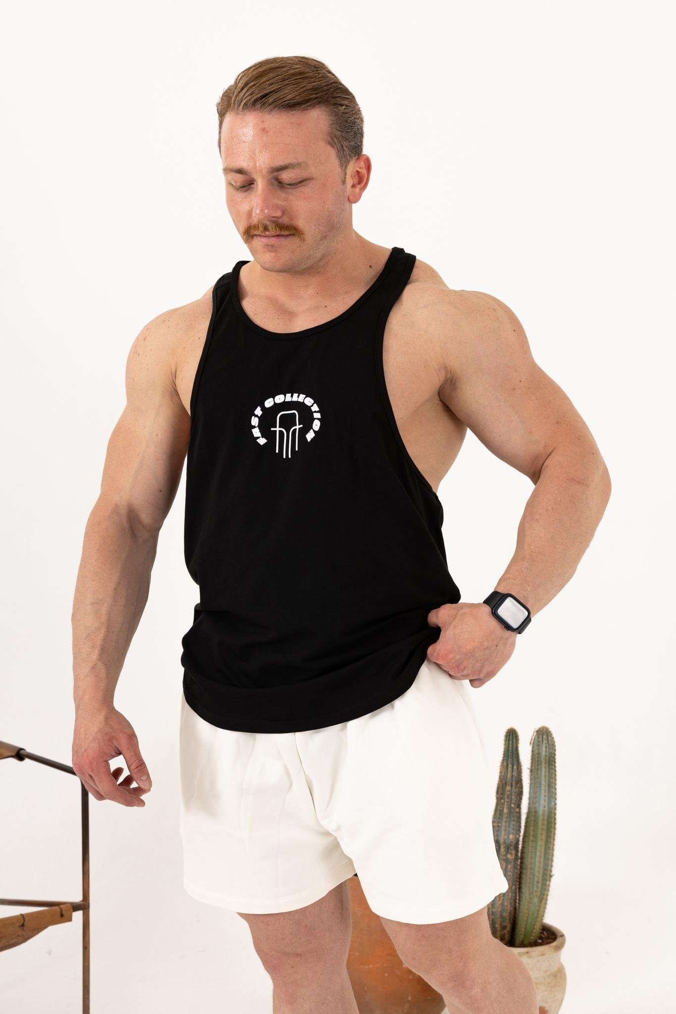 Erkek Siyah Oversize Atlet – Fast Collection Logo Baskılı Sporcu Atlet