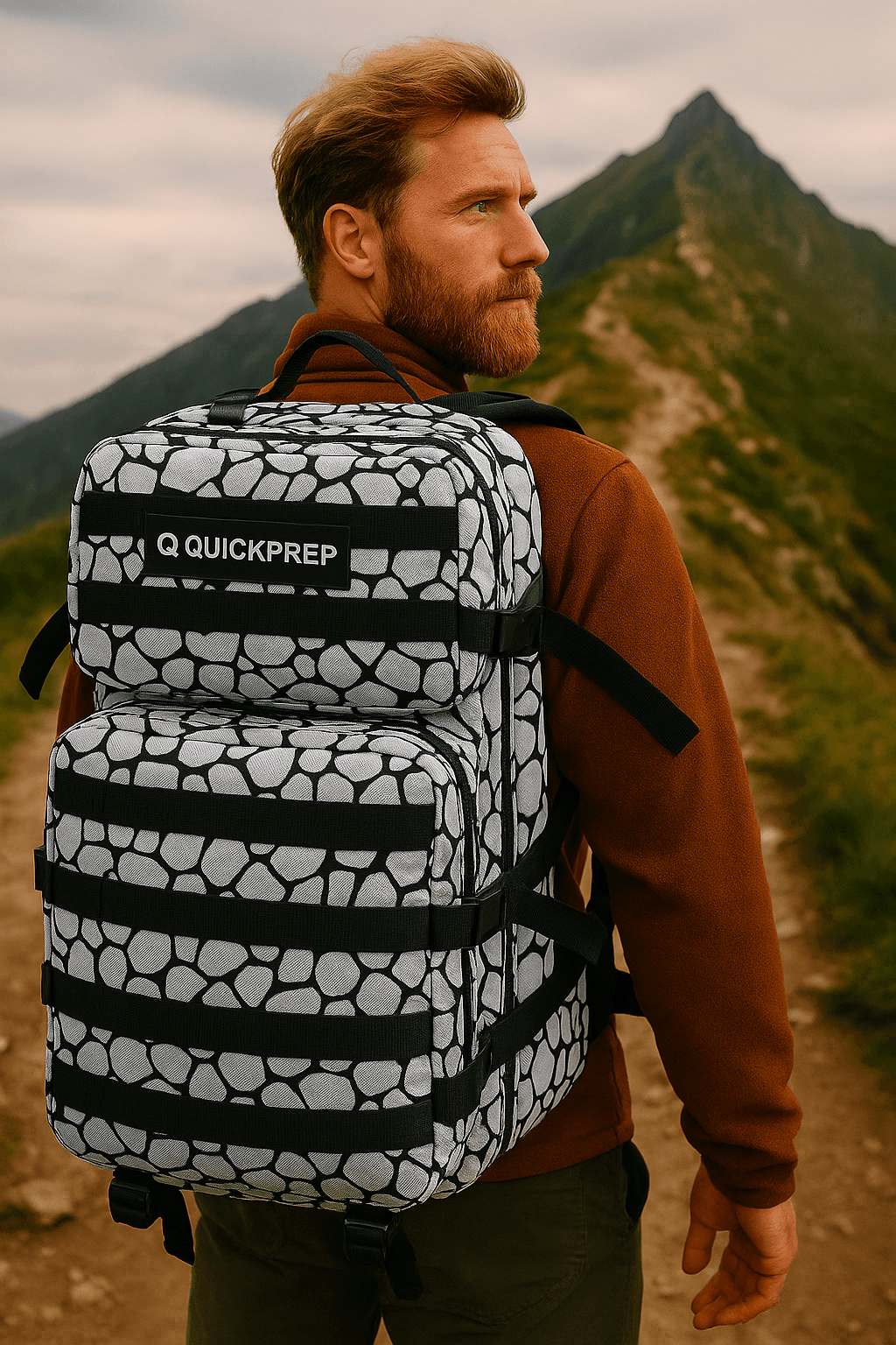 45L Taş Desenli Outdoor Sırt Çantası | Su Geçirmez, Çok Gözlü – QuickPrep