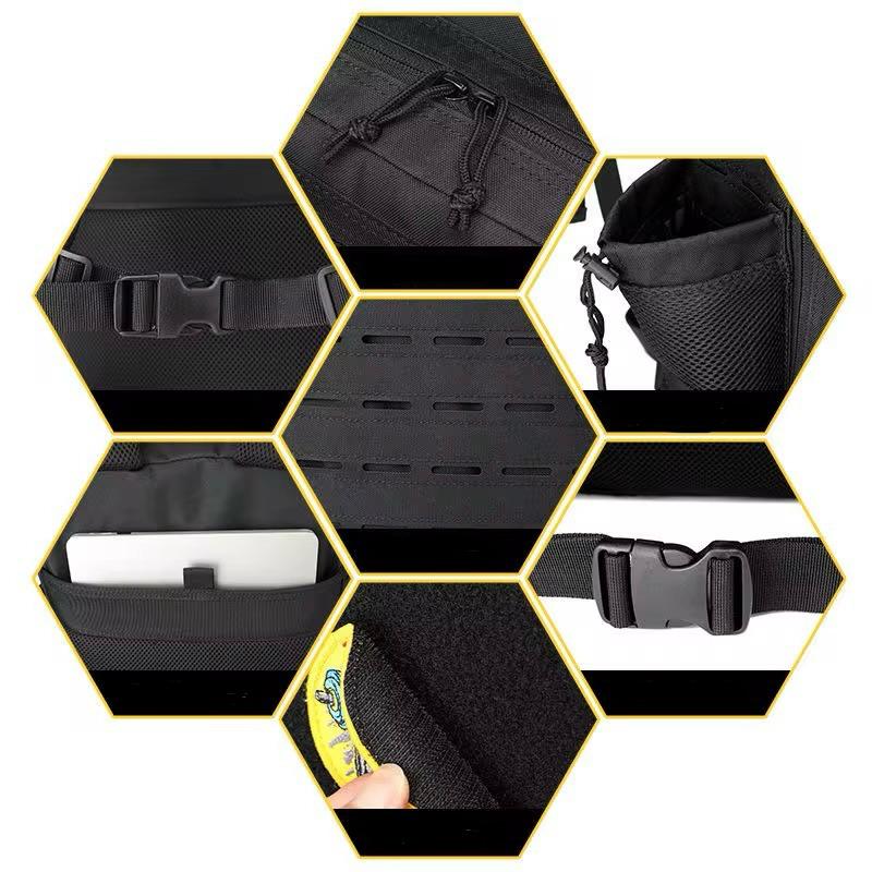 QuickPrep 45L Tactical Outdoor Sırt Çantası — Su Geçirmez, Çok Gözlü, Kamp – Spor – Seyahat Çantası (Siyah) - Siyah