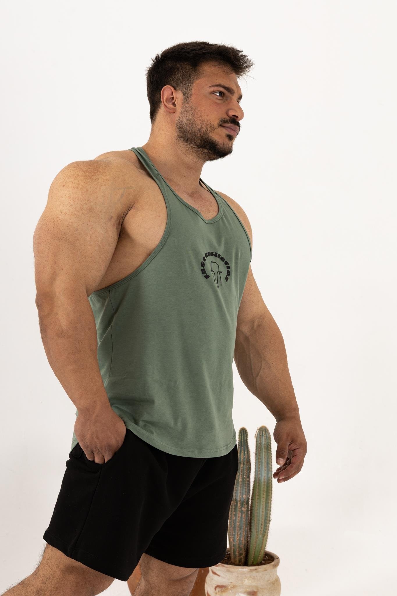 Erkek Yeşil Oversize Atlet – Fast Collection Logo Baskılı Sporcu Atlet