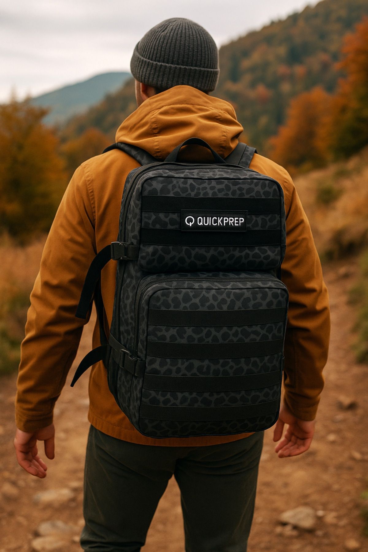 45L Siyah Kamuflaj Outdoor Sırt Çantası – Su Geçirmez & Dayanıklı | QUICKPREP