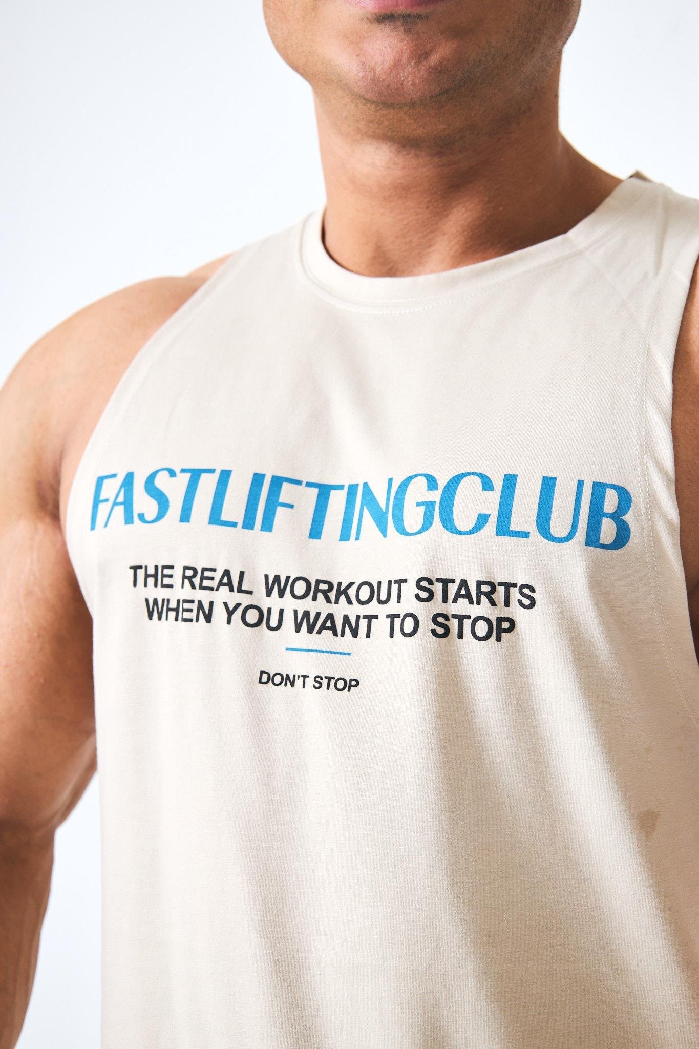 “Lifting Club” Arka ve Ön Kabartma Baskılı Atlet - Bej