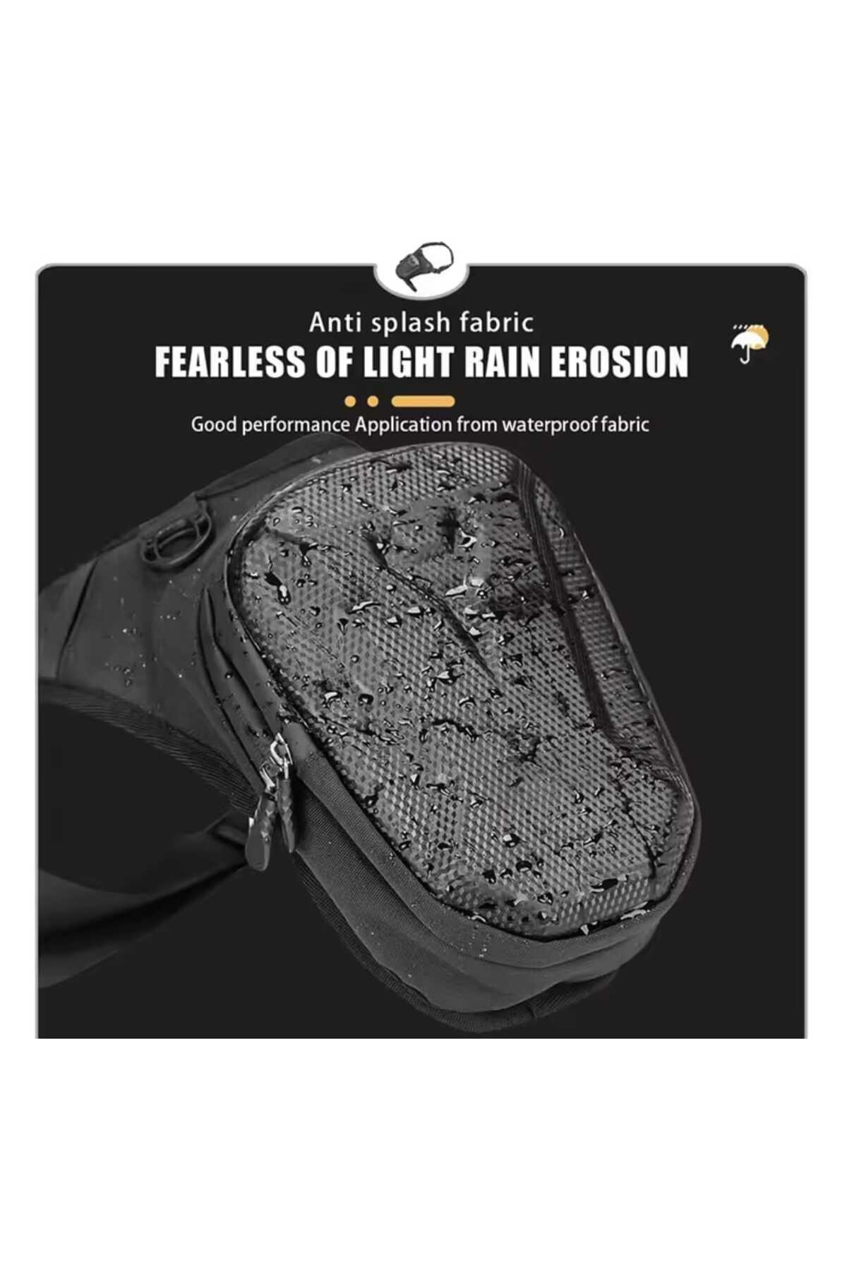 Erkek Siyah Karbon Desenli Motosiklet ve Outdoor Bel Çantası – Su Geçirmez Sert Korumalı Tasarım