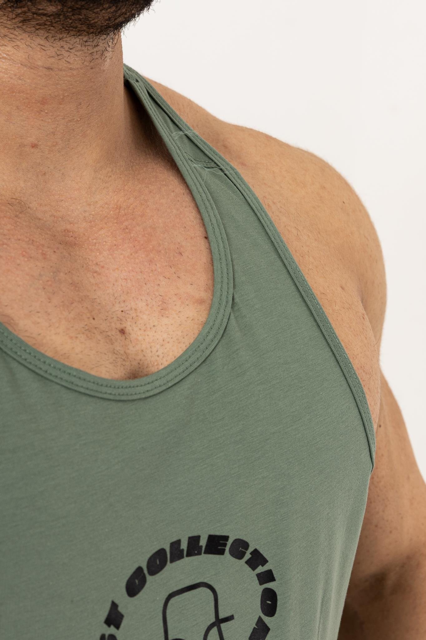 Erkek Yeşil Oversize Atlet – Fast Collection Logo Baskılı Sporcu Atlet