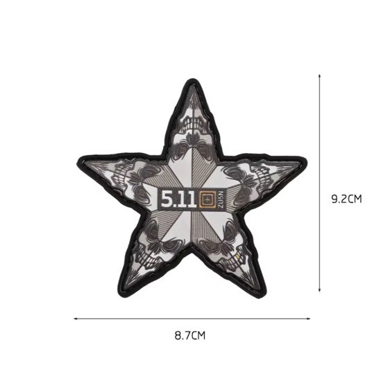 5.11 Tactical Yıldız Şekilli Kafatası Desenli PVC Patch – 9.2x8.7 cm