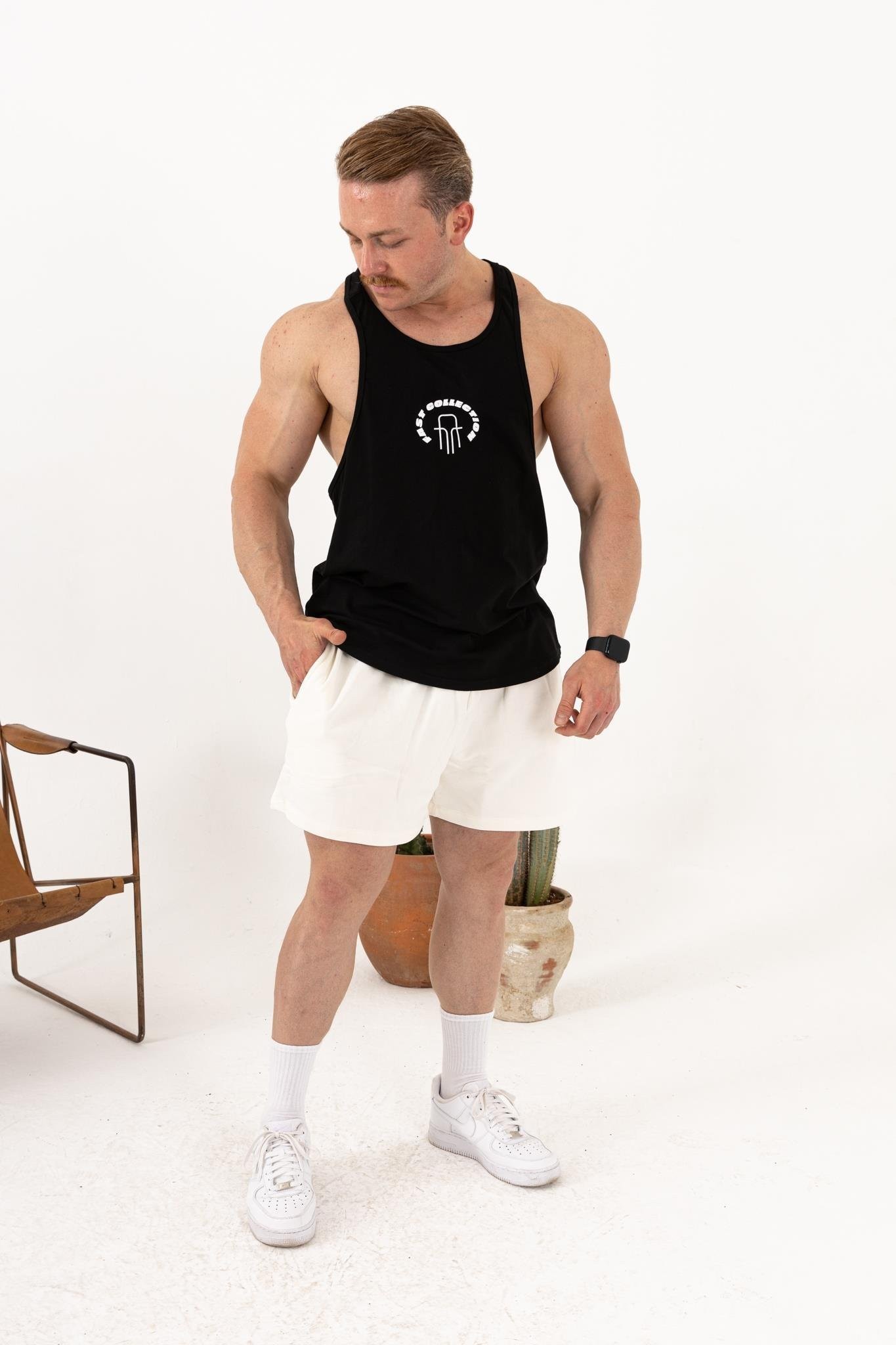 Erkek Siyah Oversize Atlet – Fast Collection Logo Baskılı Sporcu Atlet