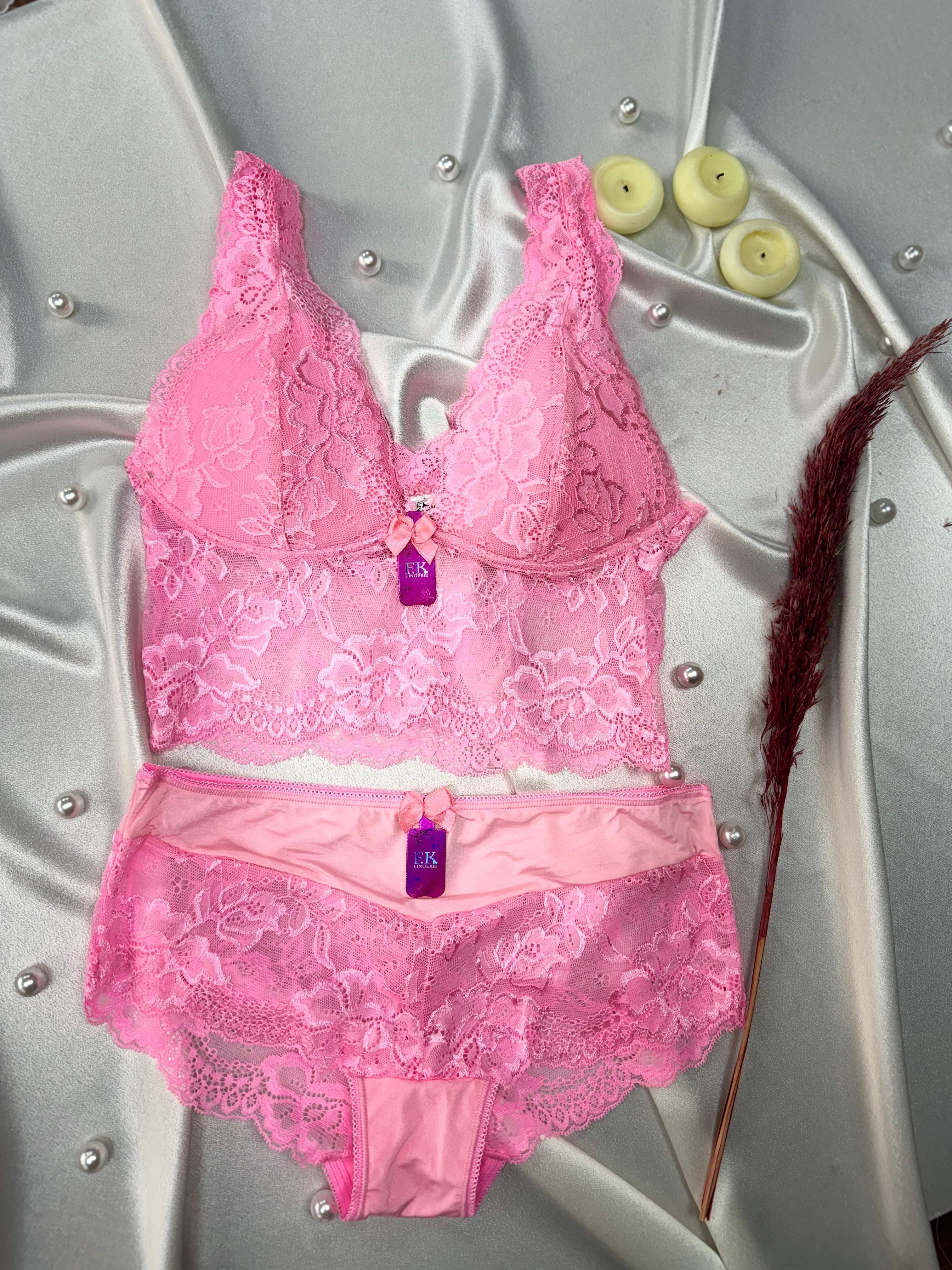 DANTELLİ BRA SET - PEMBE