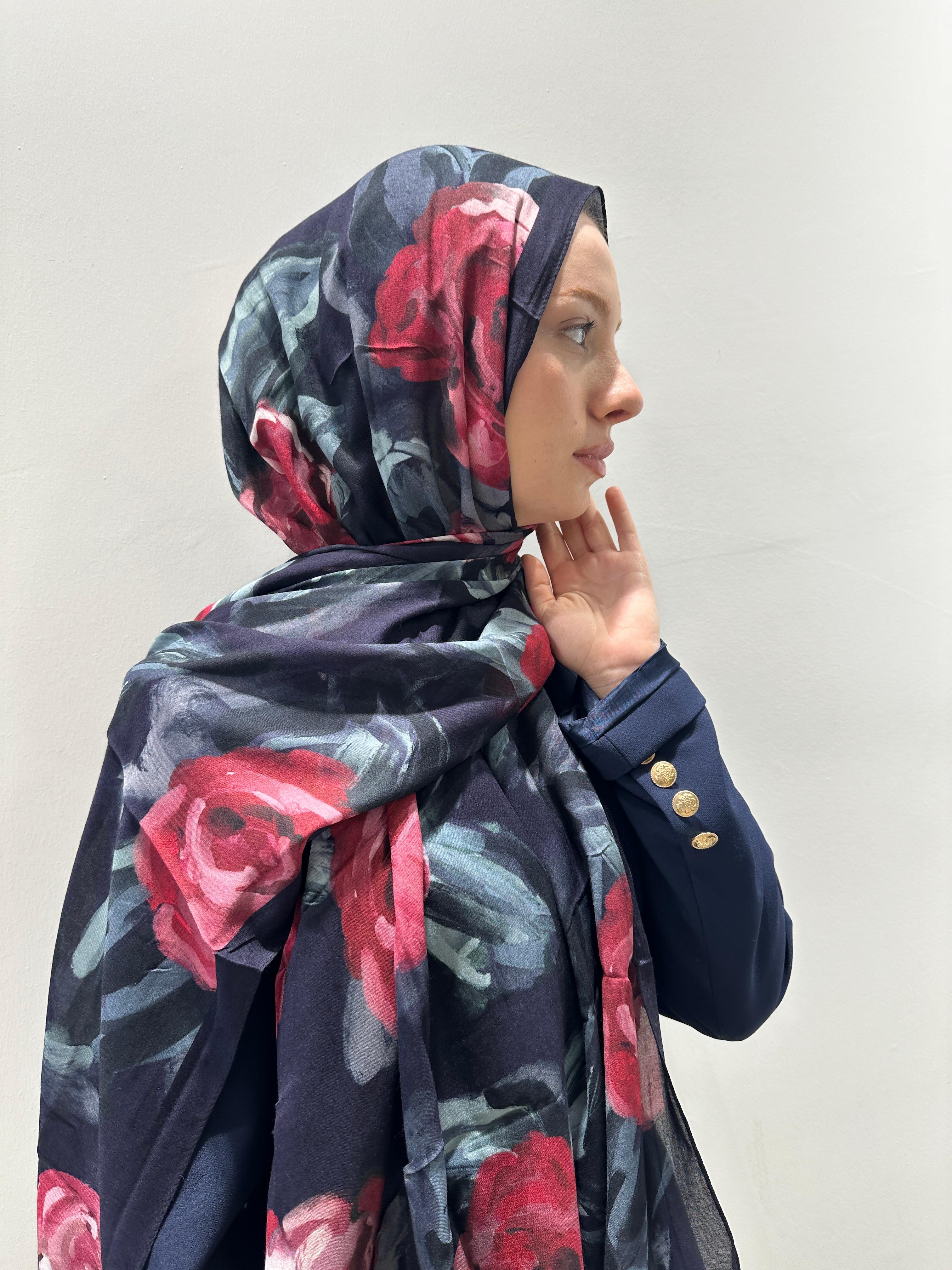 Rami Serisi Summer Rose Desenli Şal