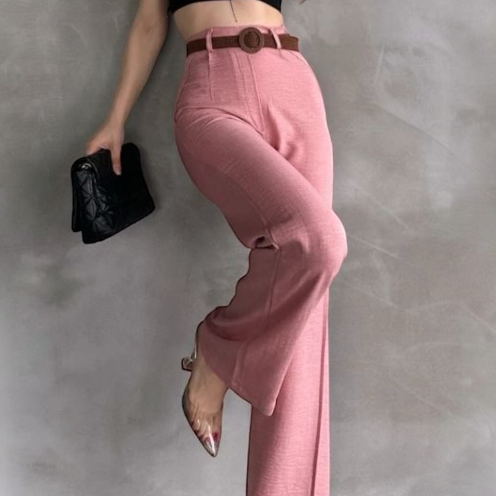 Kemerli Keten Pantolon