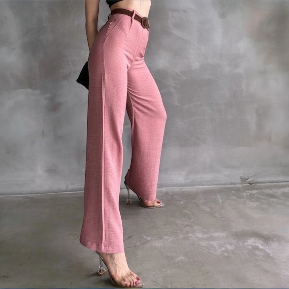 Kemerli Keten Pantolon