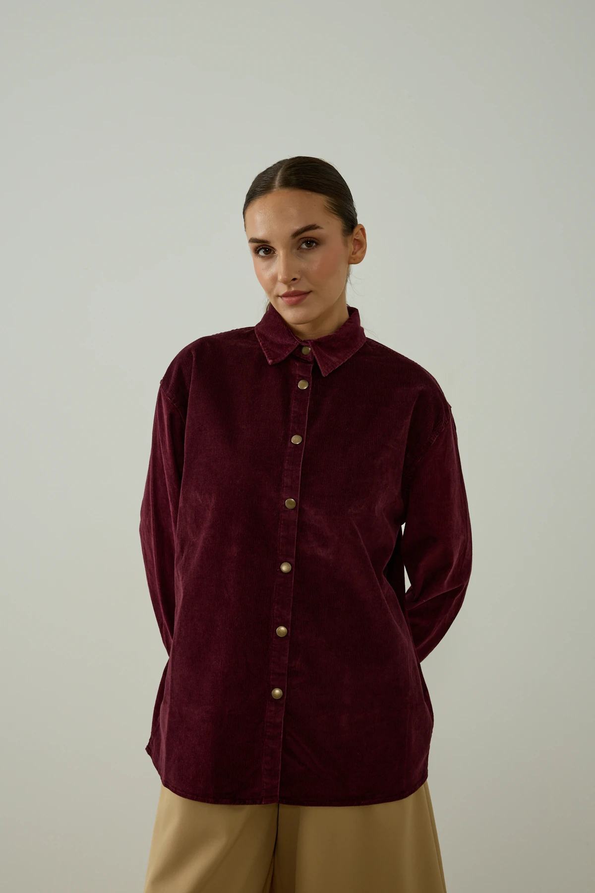 Mürdüm Kadife Gömlek
