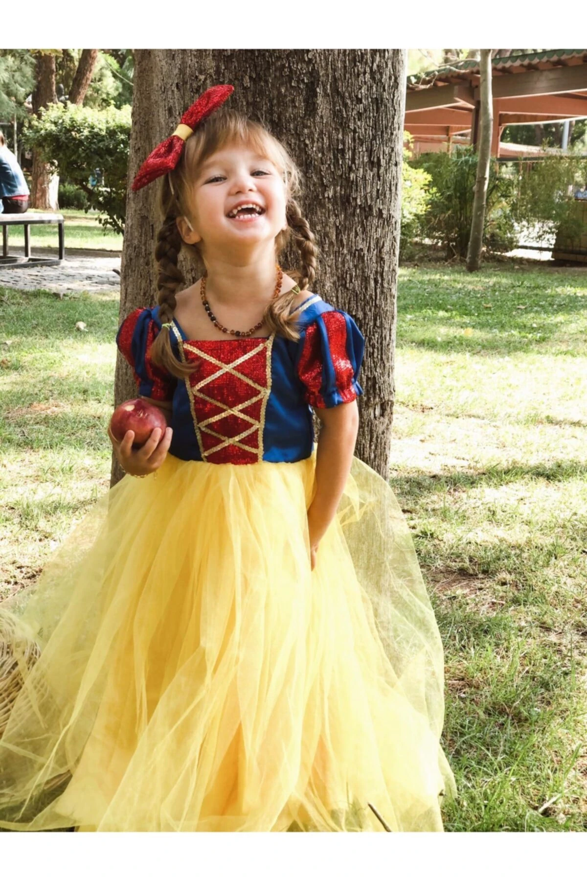 Kız Çocuk Mavi Sarı Pamuk Prenses Kostümü