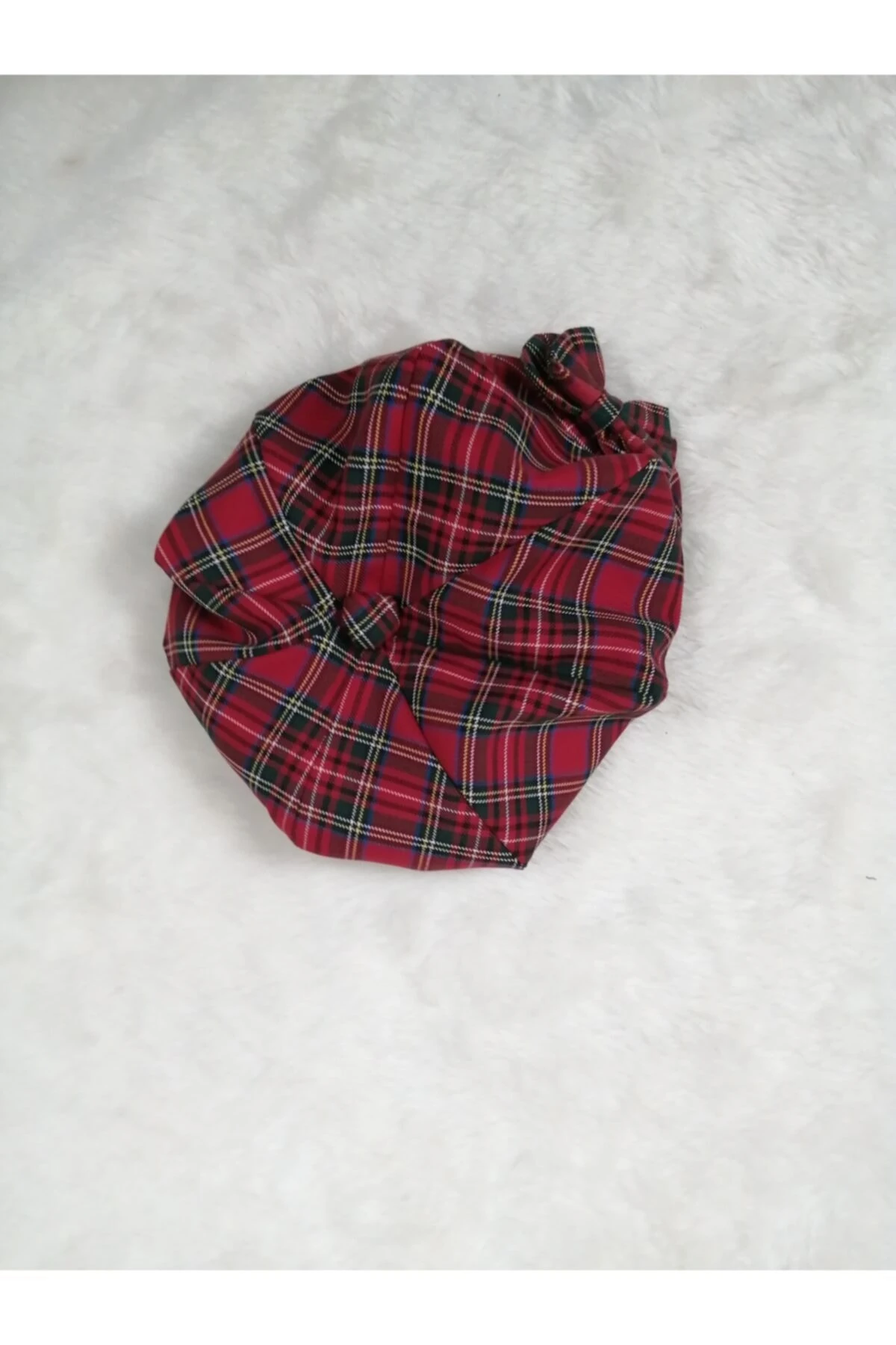 Kız Bebek Kırmızı Ekoseli Mini Şort Etek  Şapka  Tişört Takımı